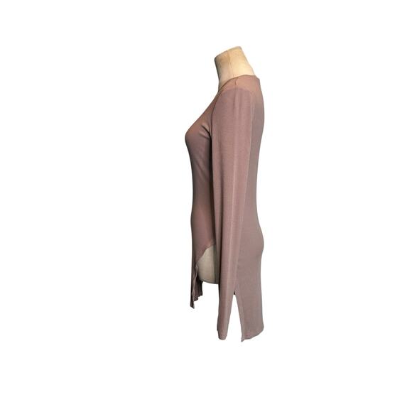 Minaa Monroe tan ribbed long sleeves side slits top Size Small - Picture 10 of 12